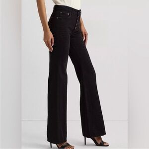 Lauren Ralph Lauren High-Rise Flare Jeans with Buttonfly Black size 10